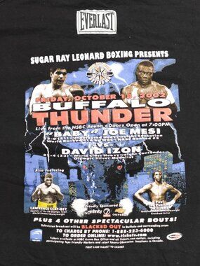 Vintage Joe Mesi vs David Izon Shirt Large Black Sugar Ray Leonard Everlast 2002